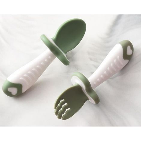 Couverts Enfant,Fourchette D'entraînement,Bébé Apprentissage Cuillère,Ensemble de Cuillère d'alimentation,pour tout-petit,bébé,2pcs (1/4)