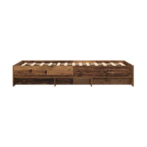 Cadre de lit ancien en bois 80 × 200 cm assemblé, meuble de chambre, design contemporain, montage facile (1/5)