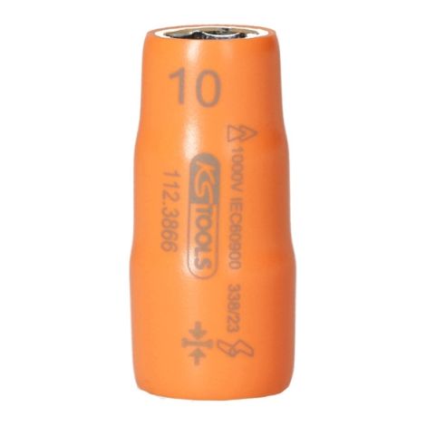 Douille 3/8'' isolée 1000V, 6 pans 10 mm, L.48 mm (1/4)