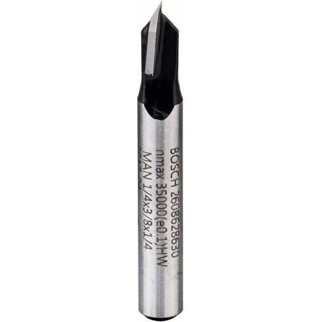 Fresa a V, 1/4 di pollice, D1 6,3 mm, L 9,2 mm, G 45 mm, 90° (1/5)