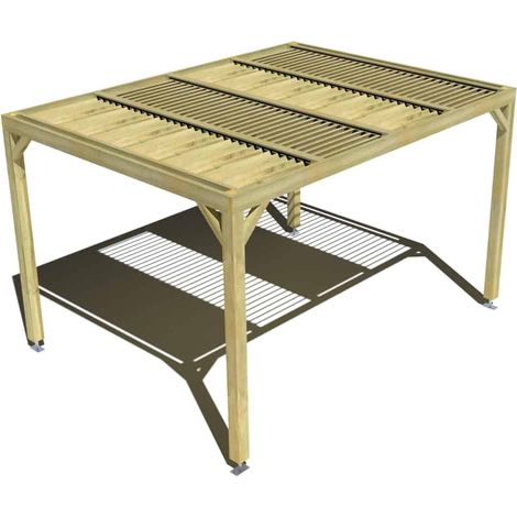 Pergola bois • 4m x 3m • indépendante • sens profondeur • lames orientables bioclimatiques incluses • livraison comprise (1/3)