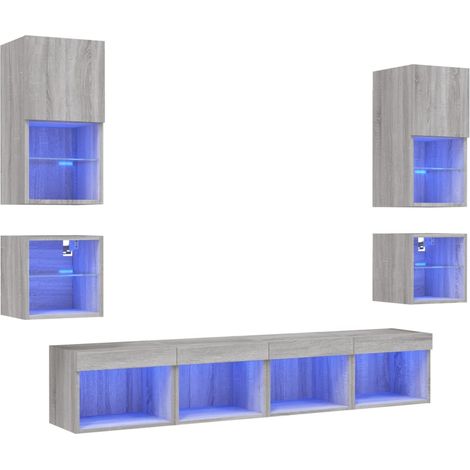 Maison Exclusive - 8-tlg. Wohnwand mit LED-Beleuchtung Grau Sonom
