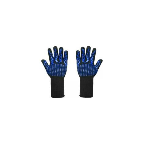 Gants de barbecue résistants à la chaleur jusqu'à 800 °C - Gants résistants aux coupures L5 - Gants de cuisine haut de gamme pour griller, cuisiner, pâtisserie et souder (1 paire), bleu (1/4)