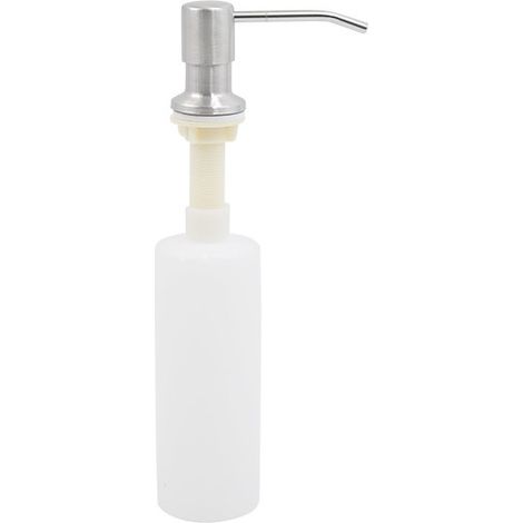 Distributeur de Savon évier Cuisine, Distributeur de détergent encastrable en Acier Inoxydable de Cuisine 350 ML, Distributeur de Savon Rechargeable avec Pompe rotative à 360 °, argent brossé