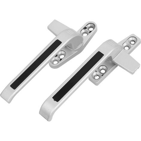 Manillas para ventanas, manillas izquierda y derecha, cerraduras de aleación de aluminio para puertas y ventanas abatibles, manillas para ventanas correderas, par plateado (1/5)