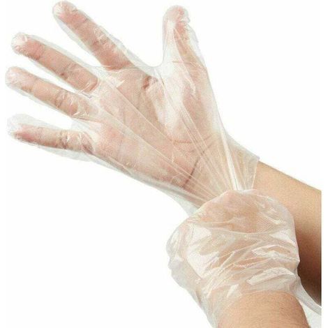 500 gants jetables transparents en polyéthylène (PE), gants de protection transparents pour réservoirs de diesel, taille unique (1/4)