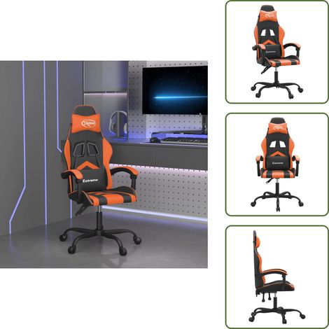 The Living Store Gaming-Stuhl Drehbar Schwarz und Orange Kunstleder - Gamingstuhl Drehbar (1/5)