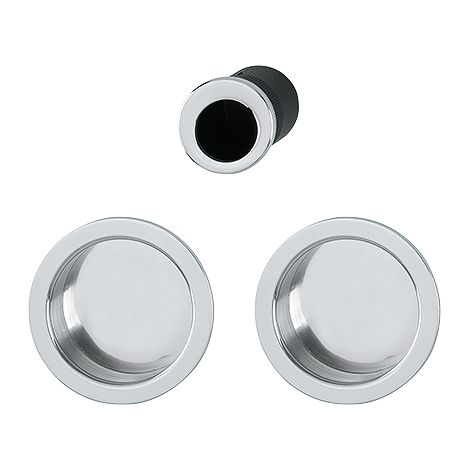 Hoppe – Set 5 aluminium porte coulissante aveugle sans gâche – Cuvette ronde chromée – Épaisseur minimale 35mm – 3947857 (1/3)