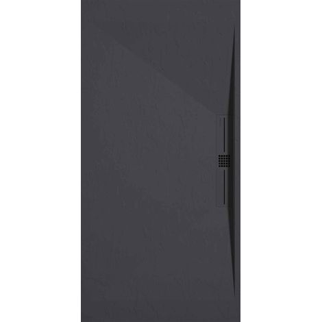 Receveur de douche Anthracite, finition Ardoise Stone SIDE, grille de couleur - 110 x 90 cm (1/4)