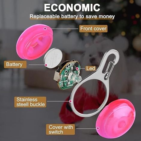 Lampe LED pour chien - Pack de 3 lampes LED pour chien - Clip-on - Lampe LED à clipser pour trois chiens, lampe pour promenade de chien à la maison, ...