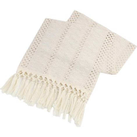 Mantel de Mesa Boho Beige con Borlas, Mezcla de Algodón y Lino en Macramé, Estilo Rústico de Granja, para Cocina, Bodas y Fiestas, Decoración del Comedor (1/5)
