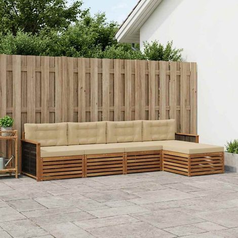 vidaXL Outdoor-Sofagarnitur mit Kissen 5 pcs Natur und Beige (1/5)
