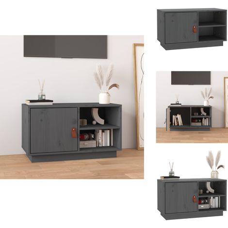 TV-Schrank Grau 70x34x40 cm Massivholz Kiefer - TV Schrank - Holzmöbel - Kiefernholzmöbel - Fernsehtisch - Regal (1/5)