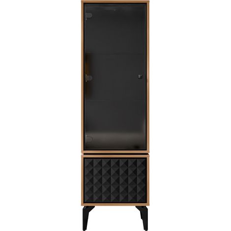 Estantería Cornovu 103 , Cerrable, Con puertas, Vidrio templado, MDF, Aglomerado laminado, Número de puertas: 0, Número de cajones: 0, 182x54x40cm