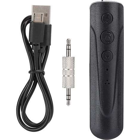 Récepteur Audio Bluetooth Voiture sans Fil, Adaptateur AUX pour Haut-parleur et Casque, Version 4.1, Fournitures en Noir (1/5)