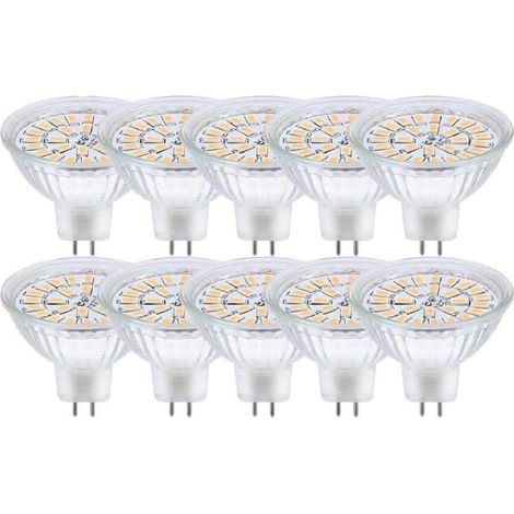Ampoule LED GU5.3, MR16 LED 12V 3W Equivalent à 30W Lampe Halogène Blanc Chaud 3000K, Ampoules LED Spot Non Dimmable, Lot de 10 [Classe énergétique F] (1/5)