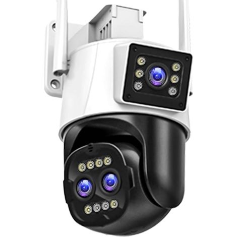 Caméra de sécurité à Domicile Caméra de sécurité 9MP 4K for l'extérieur, Zoom 8X, Trois objectifs, PTZ IP, Suivi AI, caméras de Surveillance, vidéosurveillance sans Fil 4MP(9MP Camera) (1/5)