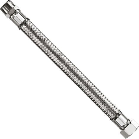 Attacco flessibile DN13 tipo gigante treccia acciaio inox AISI 304 - maschio/femmina - Misura 1/2" x 1/2" L.30 cm 0095MF44030 (1/2)