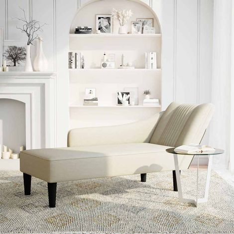 Fauteuil de Salon,Chaise,Fauteuil long avec accoudoir droit crème velours CFW579291 (1/5)