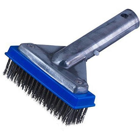 Brosse de nettoyage de piscine de 12,7 cm (5 pouces) avec poils en acier inoxydable et manche en alliage d'aluminium, idéale pour les piscines carrelées.