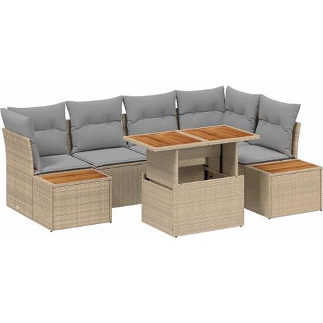 Maison Exclusive - Garten-Sofa-Set mit Speicher 10 pcs Beige Poly