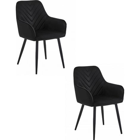 Chaises Valora WAAV velours noir pieds noirs salle à manger x2 (1/5)