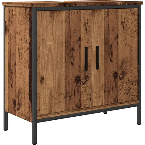 Armoire lavabo design peu encombrant salle de bain 60 x 30 x 60 cm en bois d'ingénierie vieux bois