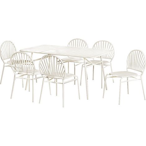 Sala da pranzo da giardino in Metallo: un tavolo L.160 cm e 6 sedie Beige - CEDEIRA di MYLIA
