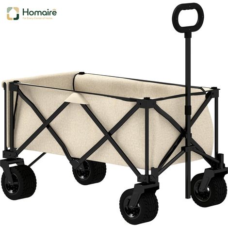 HOMAIRE Transportwagen klappbar avec couverture amovible, 100 kg charge utile, 138 litres, pour maison et jardin, beige