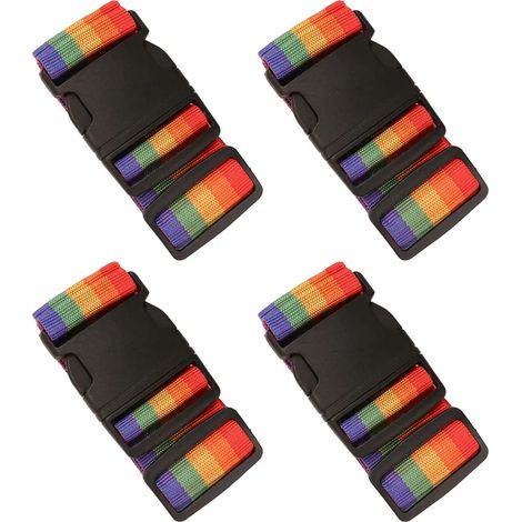 Sangle de bagage réglable, couleurs arc-en-ciel, avec boucle à dégagement rapide, pour attacher solidement les bagages en voyage.-AquaForge (1/4)