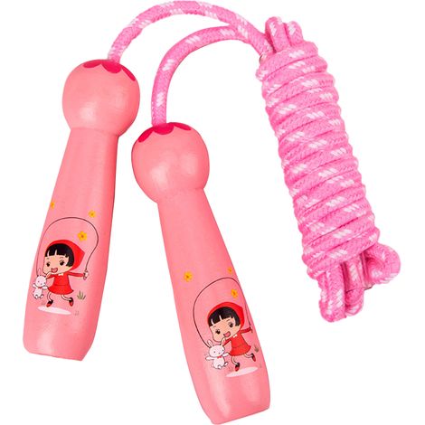 Corde à Sauter Enfant - Coton Doux Réglable - Poignées en Bois Naturel - Pour Enfants À Partir de 5 Ans - 1 Pièce (1/5)