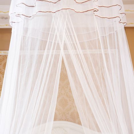 Tulle rond respirant dentelle princesse moustiquaire rideau de lit blanc anti-moustiques (1/5)