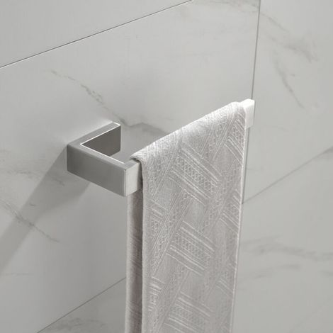 Offener Handtuchring aus gebürstetem Edelstahl SUS 304, silberfarben, zur Wandmontage im Badezimmer (1/4)
