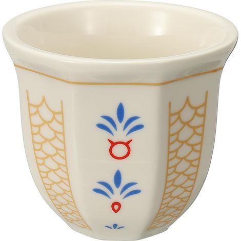 Tasse à café arabe en céramique de 250 ml - Tasse à café expresso pour latte, cappuccino, lait, bureau, maison, fête, cadeaux (blanc/jaune, style G) (1/5)