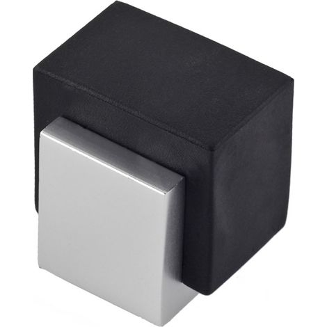 Tope de puerta adhesivo y atornillable con acabado anodizado mate. Dimensiones: 30x31x32 mm -