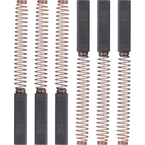 Lot de 6 Balais de carbone, Carbone et métal, 6x6x25 mm, Pour moteur mélangeur sur pied