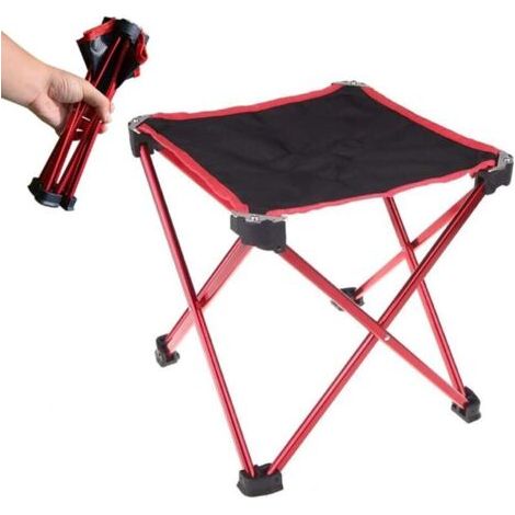 BUNTHAUS Tabouret pliant d'extérieur rouge, tabouret pliant de camping en aluminium, tabouret de camping pliant compact, adapté au camping en plein air, aux voyages, à la pêche, au barbecue, portable
