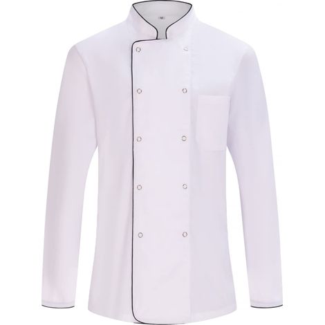 Veste de chef pour hommes - Uniforme d'accueil 682 - Medium, Veste de cuisine 682B - Blanche (1/2)