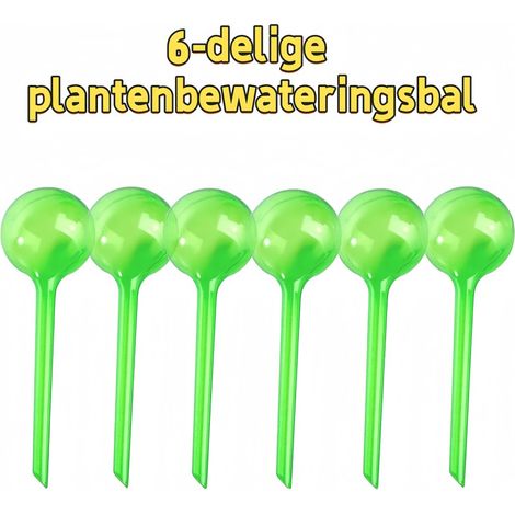Boule d'arrosage automatique pour plantes (lot de 6) - Arrosage goutte à goutte pour plantes d'intérieur et d'extérieur - Verte (1/5)