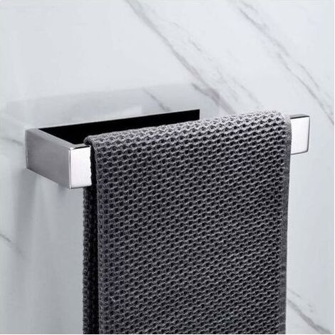 Porte-serviettes chromé pour salle de bain, porte-serviettes en acier inoxydable 304, auto-adhésif, sans perçage, étagère de cuisine (1/5)