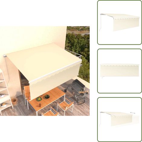 The Living Store Markise Manuell Einziehbar mit Rollo 4x3 m Creme - Markise Einziehbar (1/5)