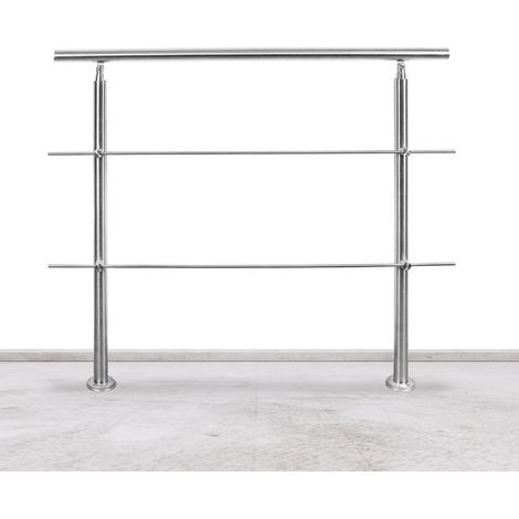 SWANEW Ringhiera 150 cm acciaio inox 2 binari corrimano balaustra aiuto scala balcone interno esterno