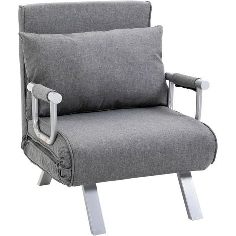 Fauteuil de détente, fauteuil de repos, avec fonction de couchage et lit d’appoint, dimensions 65 cm × 69 cm × 80 cm, couleur gris (1/5)