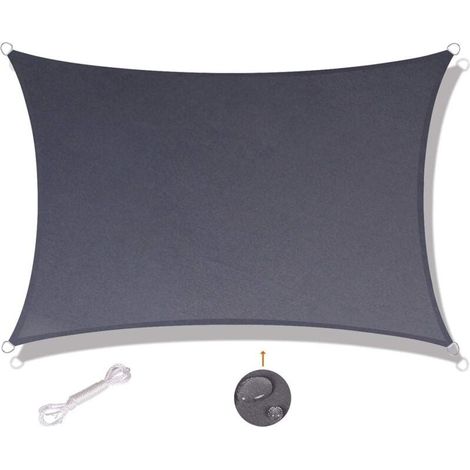Voile d'ombrage rectangulaire 2x2m étanche et résistante aux UV, convient pour balcon terrasse de jardin, gris (1/5)