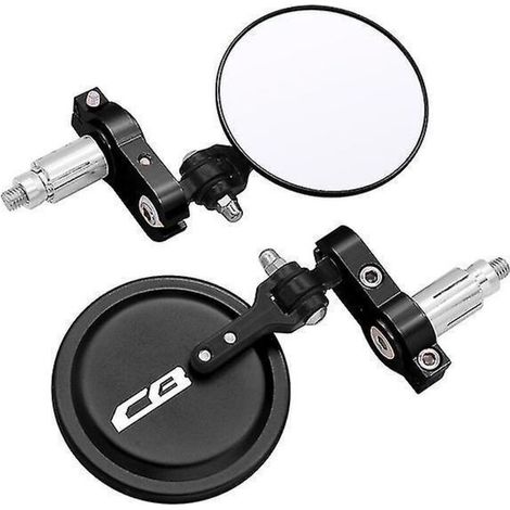 Rétroviseurs de moto ronds pliables de 7,6 cm (3 pouces) pour embout de guidon Honda CB125R, CB650R, CB190R, CB250R, CB300R, CB400, CB500X et CB1000R - Noir (1/5)