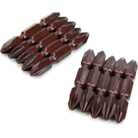 Lot de 10 embouts de tournevis cruciformes à double extrémité, outil manuel magnétique haute performance S2 H6,3 x 50 mm (1/5)