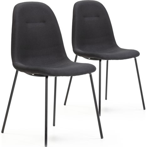 2er Set gepolsterte Brenda Esszimmerstühle Schwarz, SGS zertifiziert, 44 x 54 x 85 cm