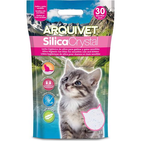 Silica Crystal pour Chaton 3,8 L - Litière hygiénique à Base de Sable de silice pour Chat - Grande capacité absorbante - Aide à éliminer Les odeurs et Les bactéries (1/3)