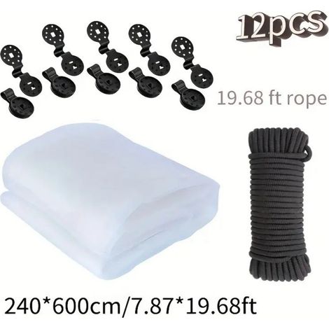 Filet anti-insectes jardin 2.4x6m avec corde et clips - Maille polyester anti-oiseaux et anti-moustiques (1/5)