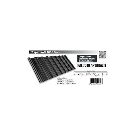 Trapezblech T18DR 2000x1138x0,50mm, RAL7016